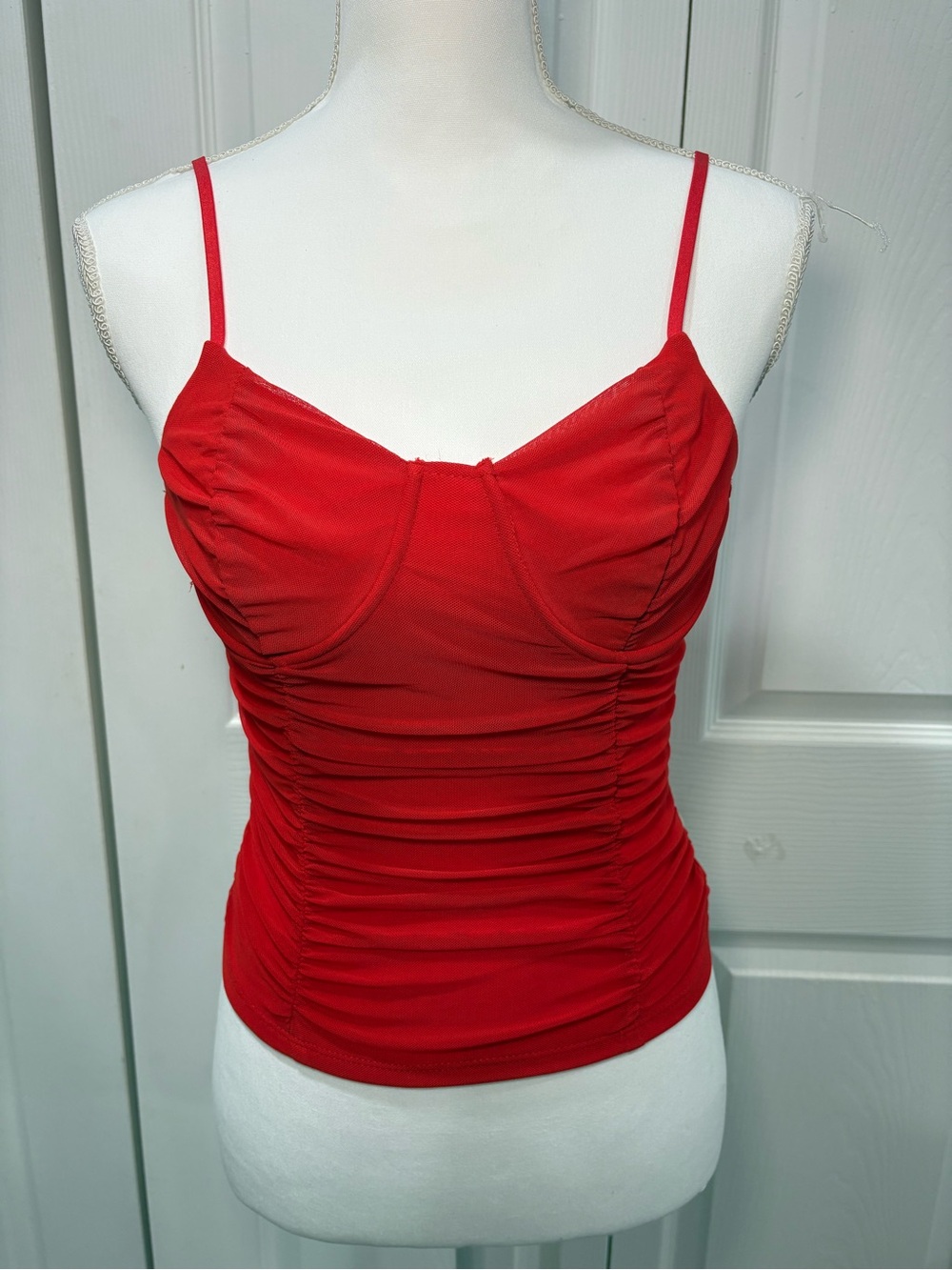 Chic Red Ruched Camisole